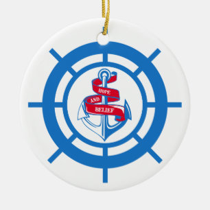 Anker und Lenkrad Keramik Ornament