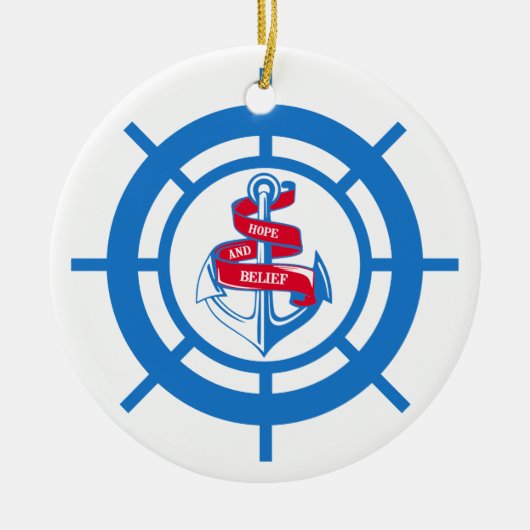 Anker und Lenkrad Keramik Ornament (Vorne)
