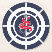 Anker und Lenkrad Runder Pappuntersetzer (Vorderseite)