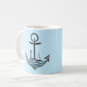 Anker und Leuchtturm (Version 1) Kaffeetasse (Vorderseite Links)