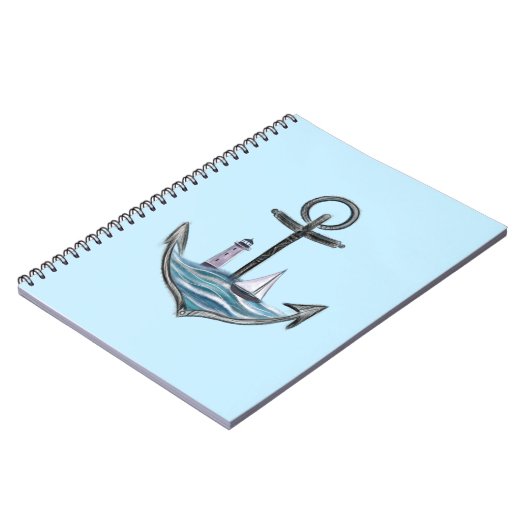Anker und Leuchtturm (Version 1) Notizblock (Linke Seite)