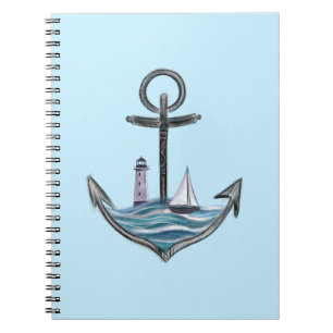 Anker und Leuchtturm (Version 1) Notizblock