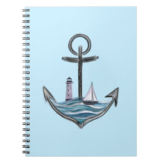 Anker und Leuchtturm (Version 1) Notizblock (Vorderseite)