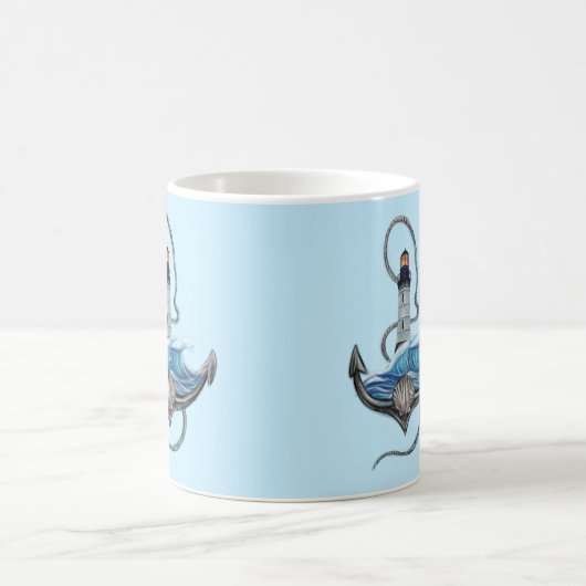 Anker und Leuchtturm (Version 2) Kaffeetasse (Mittel)