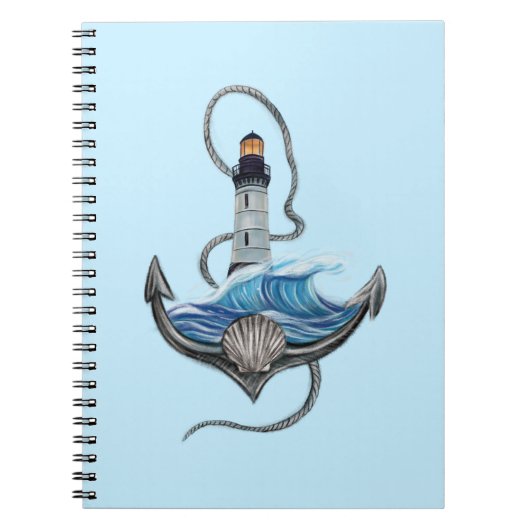 Anker und Leuchtturm (Version 2) Notizblock (Vorderseite)