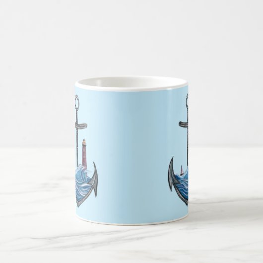 Anker und Leuchtturm (Version 3) Kaffeetasse (Mittel)