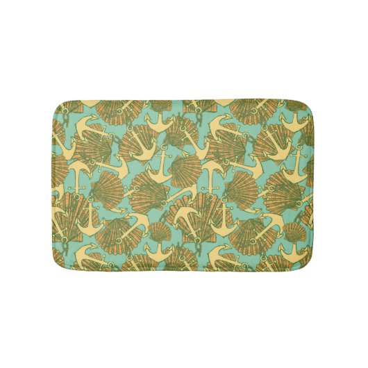 Anker und Muscheln im Vintagen Stil Badematte (Vorderseite)