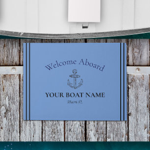 Anker und Name des Schiffes Cornflower Blue Nautic Fußmatte