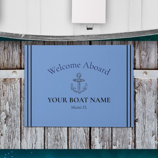 Anker und Name des Schiffes Cornflower Blue Nautic Fußmatte