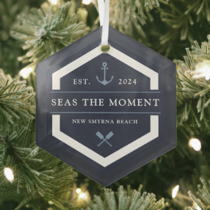 Anker und Oar Benutzerdefinierter Schiffsname Ornament Aus Glas