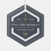 Anker und Oar | Name des Schiffes Ornament Aus Glas (Vorderseite)