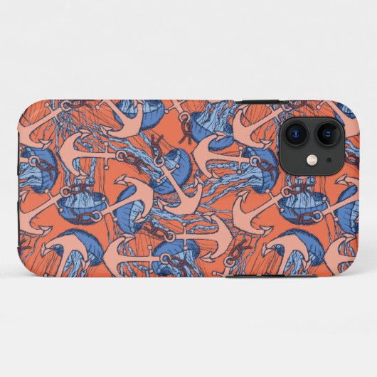 Anker und Quallen Case-Mate iPhone Hülle (Rückseite (Horizontal))