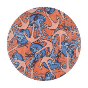 Anker-und Quallen-Muster Schneidebrett