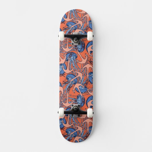 Anker-und Quallen-Muster Skateboard (Vorderseite)