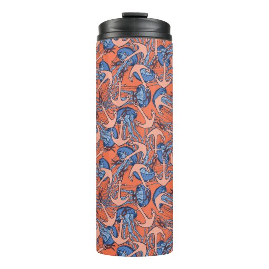 Anker-und Quallen-Muster Thermosbecher (Vorderseite)