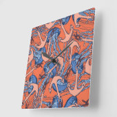 Anker- und Quallenmuster Quadratische Wanduhr (Winkel)