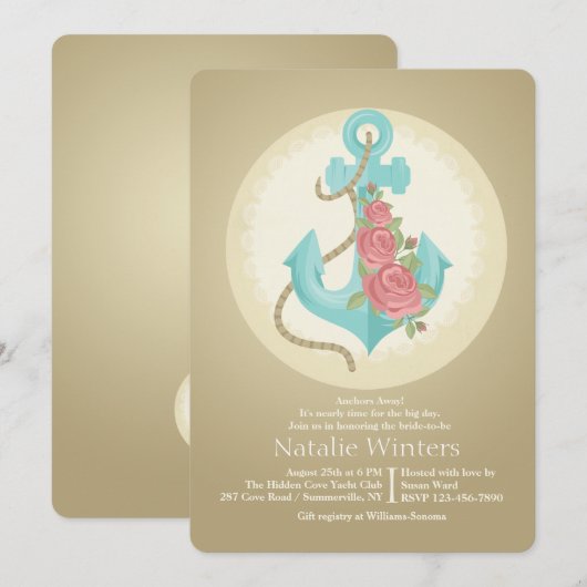 Anker und Rose Einladung (Vorne/Hinten)