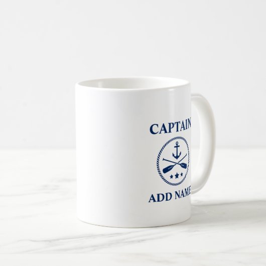 Anker und Ruder mit Namen des Kapitäns oder Bootes Kaffeetasse (VorderseiteRechts)