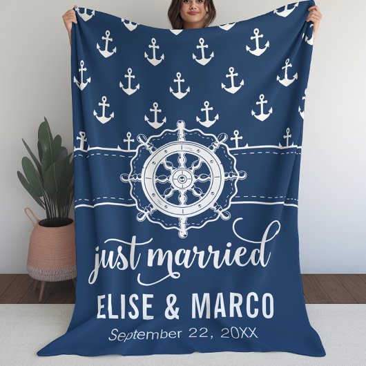 Anker und Schiffrad nur verheiratet Fleecedecke