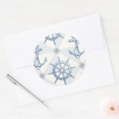 Anker und Schiffsmuster Runder Aufkleber (Umschlag)