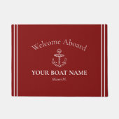 Anker und Schiffsname Burgundy Red Nautic Fußmatte (Vorderseite)
