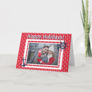 Anker und Schiffsrad mit individuellem Foto und Te Feiertagskarte