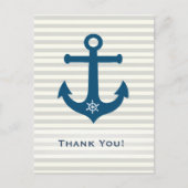 Anker und Schiffsradstreifen - Danke Postkarte (Vorderseite)