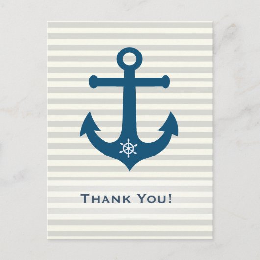 Anker und Schiffsradstreifen - Danke Postkarte (Vorderseite)