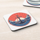 Anker-und Seewellen-Muster Getränkeuntersetzer (Linke Seite)
