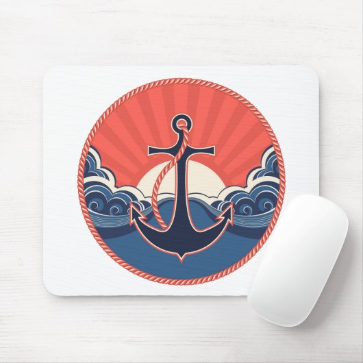 Anker-und Seewellen-Muster Mousepad (Mit Mouse)