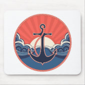Anker-und Seewellen-Muster Mousepad (Vorne)
