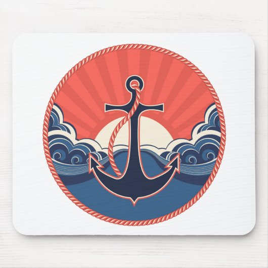 Anker-und Seewellen-Muster Mousepad (Vorne)