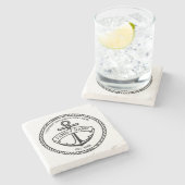 Anker und Seil-Familien-/Boots-Logo entsteinen Steinuntersetzer (Seitenansicht)