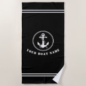 Anker und Seil mit dem Namen Schwarz des Schiffes Strandtuch (Vorderseite)