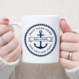 Anker- und Seilbootname Aufnahme Hafen Kaffeetasse
