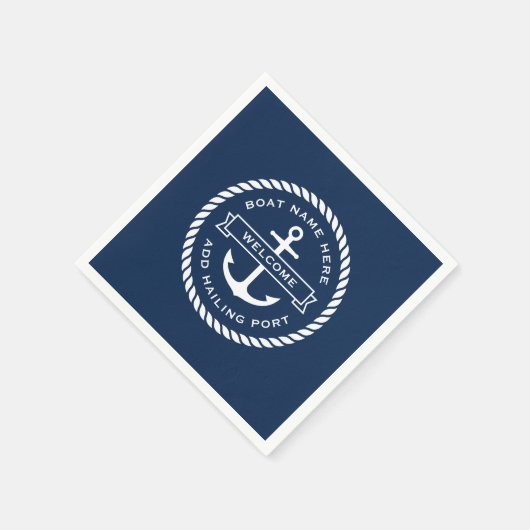 Anker- und Seilbootname Aufnahme Hafen Serviette (Ecke)