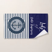 Anker und Seile auf weißem Grund für Sailor Stripe Badhandtuch Set (Handtuch)