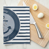 Anker und Seile auf weißem Grund für Sailor Stripe Geschirrtuch (Viertel Falte)