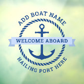 Anker- und Seilgrenzname willkommen an Bord Fensteraufkleber (Blatt 3)