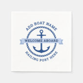 Anker- und Seilgrenzname willkommen an Bord Serviette (Vorderseite)