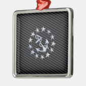 Anker und Sterne der Marine Silbernes Ornament (Links)