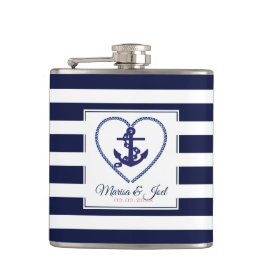 Anker und Streifen Flachmann