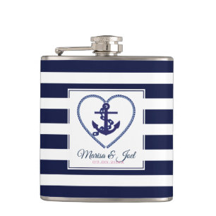 Anker und Streifen Flachmann