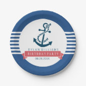 Anker und Streifen für Schiffe und Schiffe Pappteller (Vorderseite)