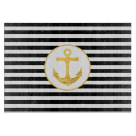 Anker und Streifen | Nautisches Thema | Cutting Bo Schneidebrett