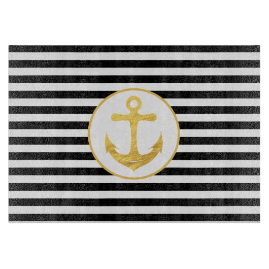 Anker und Streifen | Nautisches Thema | Cutting Bo Schneidebrett (Vorderseite)
