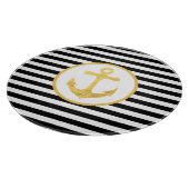 Anker und Streifen | Nautisches Thema | Cutting Bo Schneidebrett (Ecke)