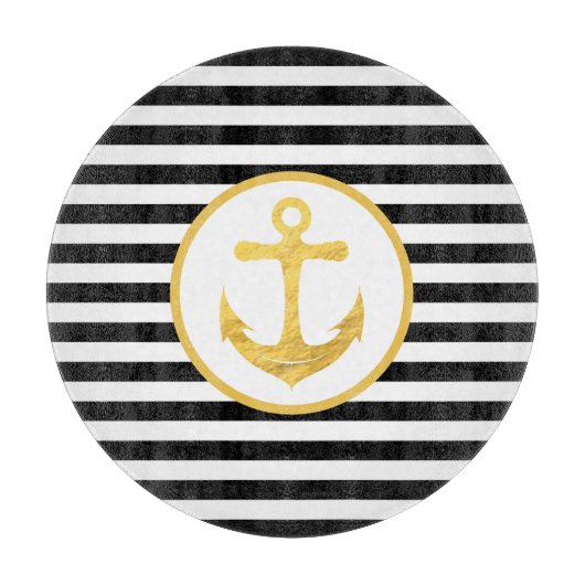 Anker und Streifen | Nautisches Thema | Cutting Bo Schneidebrett (Vorderseite)