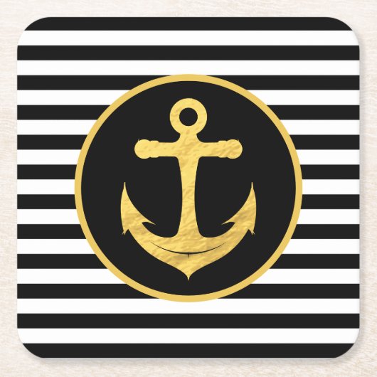 Anker und Streifen | Nautisches Thema | UNTERSETZE Rechteckiger Pappuntersetzer (Vorderseite)