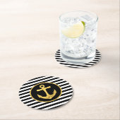 Anker und Streifen | Nautisches Thema | UNTERSETZE Runder Pappuntersetzer (Vor Ort)